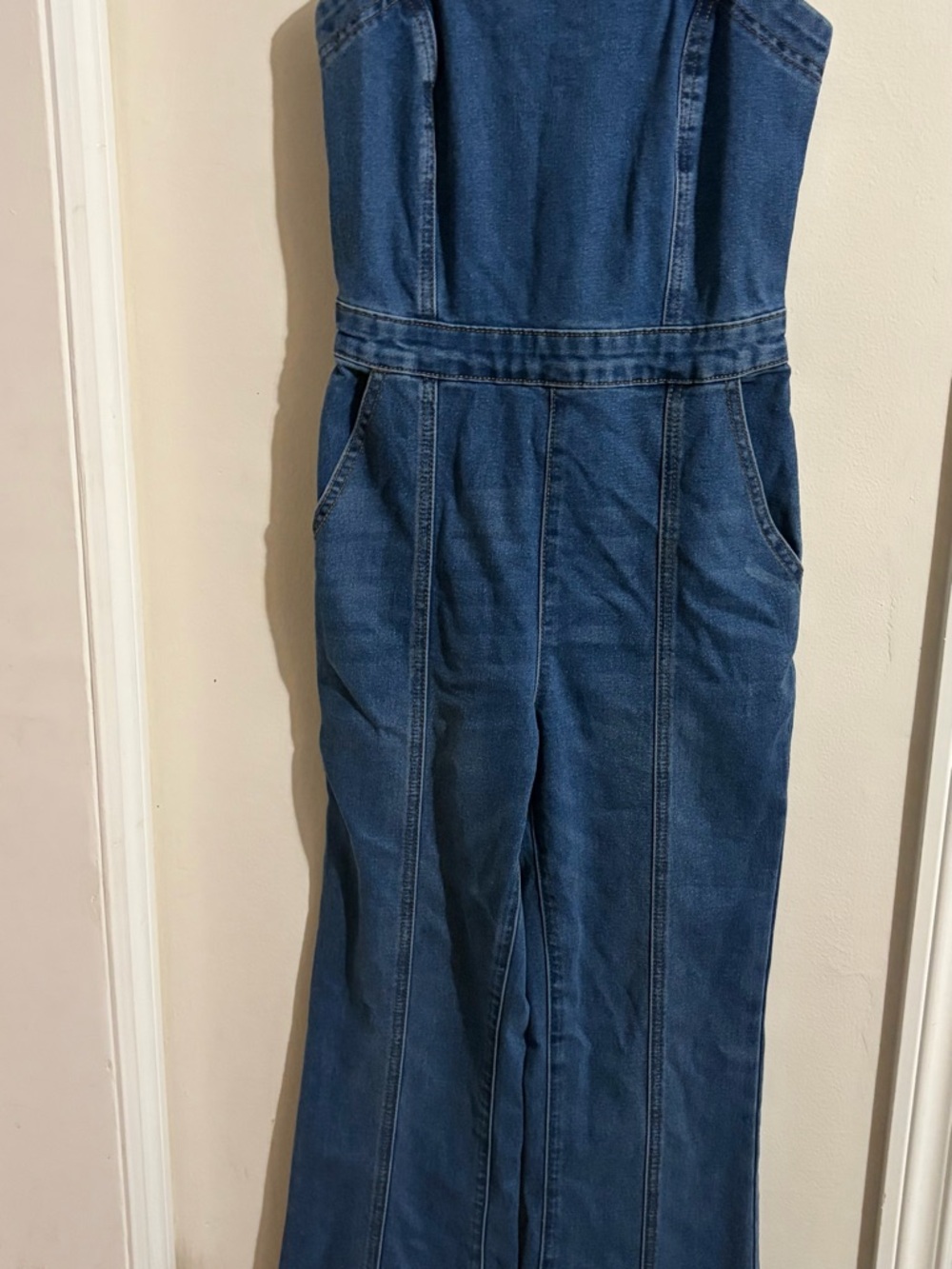 Sincerely Jules Blue Denim Strapless Jumpsuit